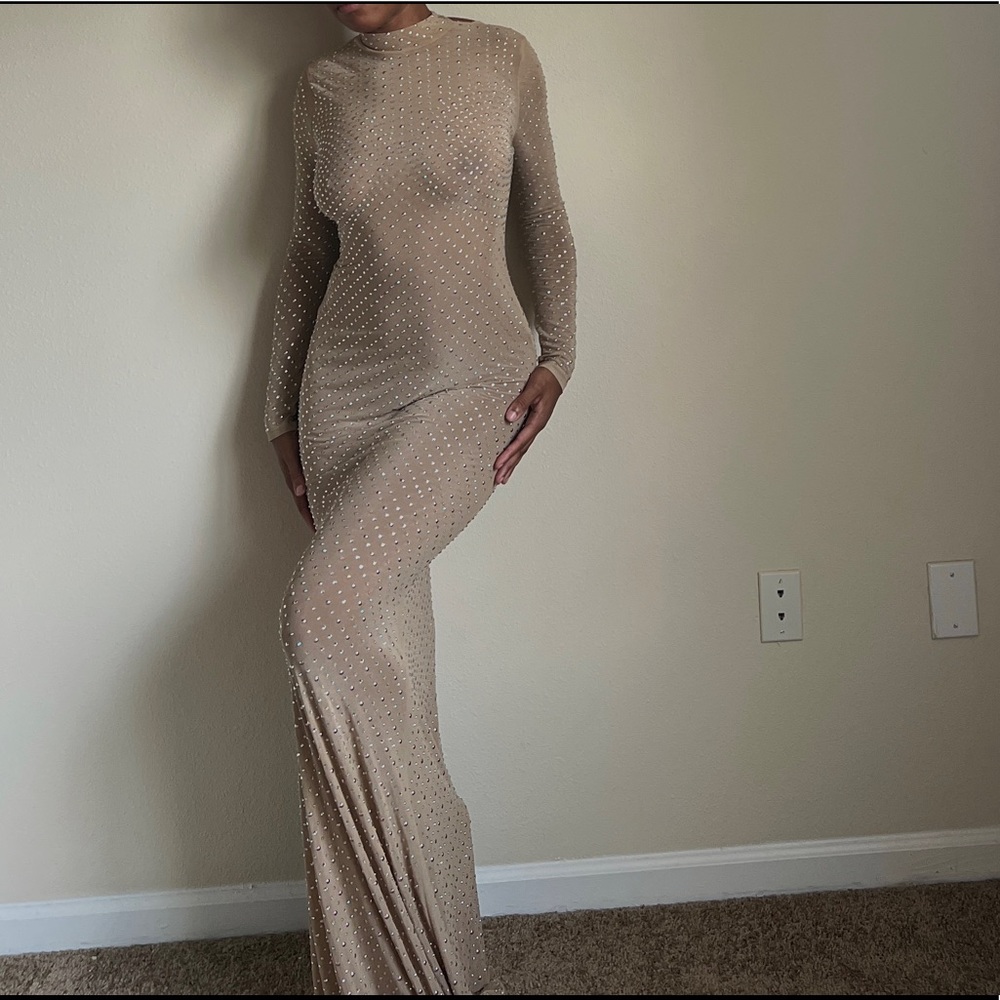 FashionNova Embellished Nude Dress